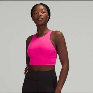 Lululemon 4 Wunder Under long line bra hot pink great pre owned condition, pads